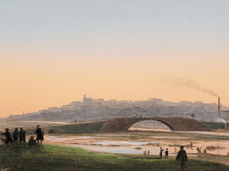 1808-Ludwig Becker - Melbourne vista dall'altra sponda del fiume Yarra